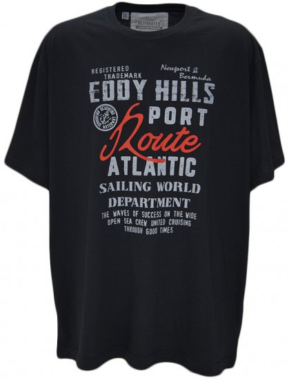 EDDY HILLS Atlantic T-shirt Black - Magliette - Magliette Uomo Taglie Forti