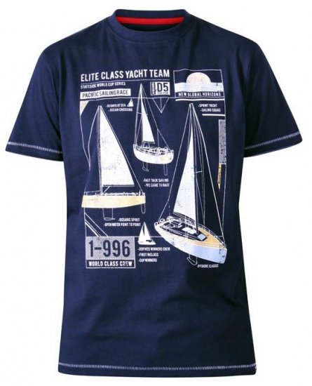 D555 Neville Yacht Team Crew Neck Printed T-Shirt Navy - Magliette - Magliette Uomo Taglie Forti