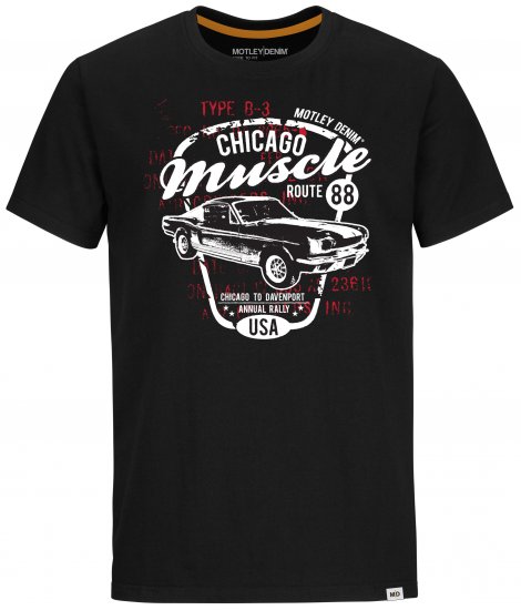 Motley Denim Newport T-shirt Black - Magliette - Magliette Uomo Taglie Forti