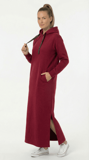 Nora Mikken MARTINA Maxi Hoodie Dress Burgundy - ABBIGLIAMENTO DA DONNA XS-XXL - 