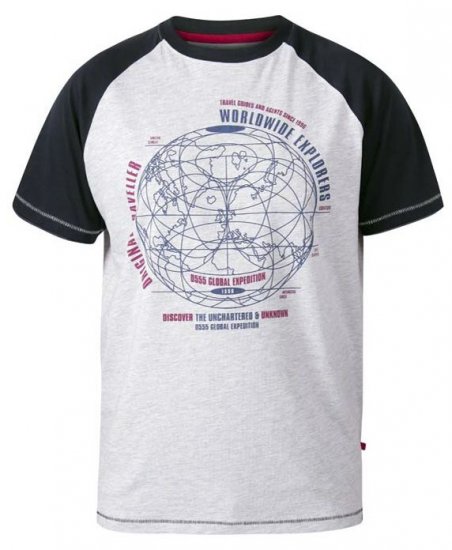 D555 Obama Worldwide Explorers T-Shirt Off White Marl - Magliette - Magliette Uomo Taglie Forti