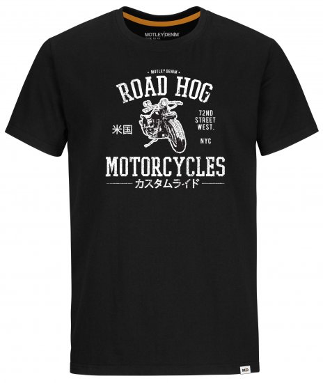 Motley Denim Oldham T-Shirt White on Black - Magliette - Magliette Uomo Taglie Forti