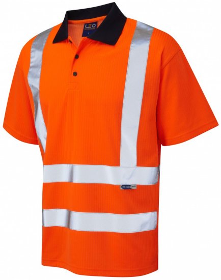 Leo Croyde Comfort Polo Shirt Hi-Vis Orange - Abbigliamento da lavoro - Abbigliamento da Lavoro Taglie Forti Uomo