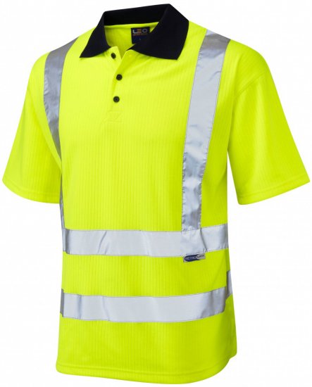 Leo Croyde Comfort Polo Shirt Hi-Vis Yellow - Abbigliamento da lavoro - Abbigliamento da Lavoro Taglie Forti Uomo