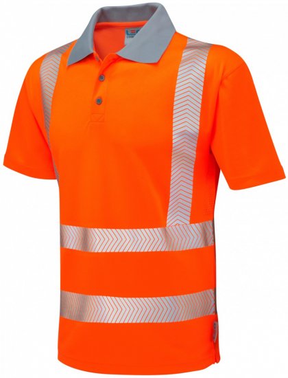 Leo Woolacombe Coolviz Plus Polo Hi-Vis Orange - Abbigliamento da lavoro - Abbigliamento da Lavoro Taglie Forti Uomo