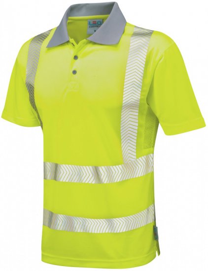 Leo Woolacombe Coolviz Plus Polo Hi-Vis Yellow - Abbigliamento da lavoro - Abbigliamento da Lavoro Taglie Forti Uomo