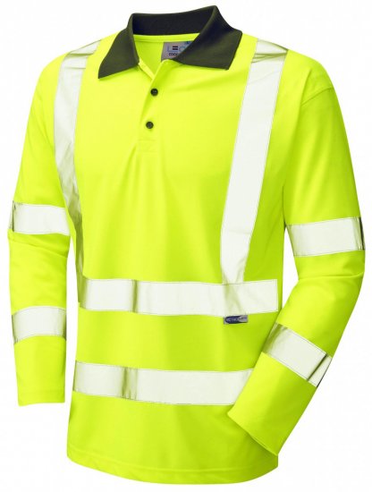 Leo Woolsery Coolviz L/S Polo Shirt Hi-Vis Yellow - Abbigliamento da lavoro - Abbigliamento da Lavoro Taglie Forti Uomo