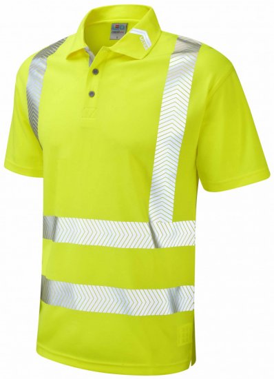 Leo Broadsands Coolviz Ultra Polo Hi-Vis Yellow - Abbigliamento da lavoro - Abbigliamento da Lavoro Taglie Forti Uomo