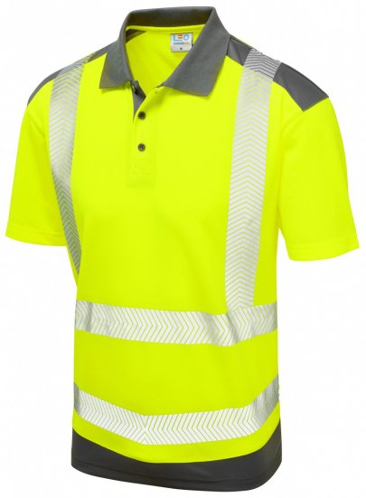 Leo Peppercombe Coolviz Plus Polo Hi-Vis Yellow/Grey - Abbigliamento da lavoro - Abbigliamento da Lavoro Taglie Forti Uomo