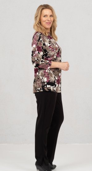 Scandinavian Caramel Flowers Blouse Purple and Brown - T-shirt stampate da donna - 