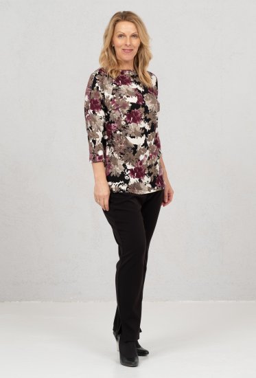 Scandinavian Caramel Flowers Blouse Purple and Brown - T-shirt stampate da donna - 