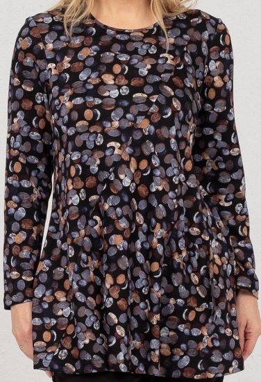 Scandinavian Caramel Flower Petals Tunic Copper and Blue - T-shirt stampate da donna - 