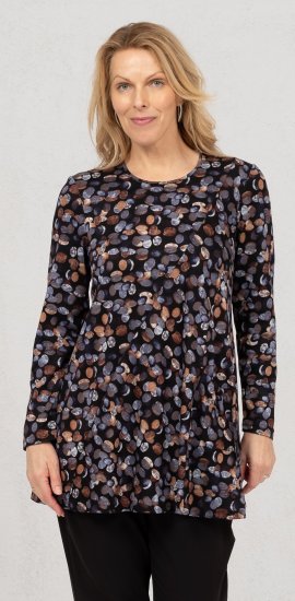 Scandinavian Caramel Flower Petals Tunic Copper and Blue - T-shirt stampate da donna - 