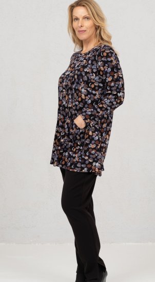 Scandinavian Caramel Flower Petals Tunic Copper and Blue - T-shirt stampate da donna - 