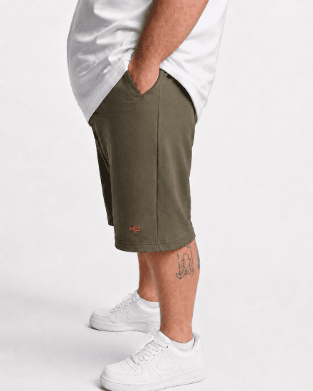 Motley Denim Paris Sweatshorts Dark Khaki - Pantaloni & pantaloncini tuta - Pantaloni Tuta Uomo Taglie Forti