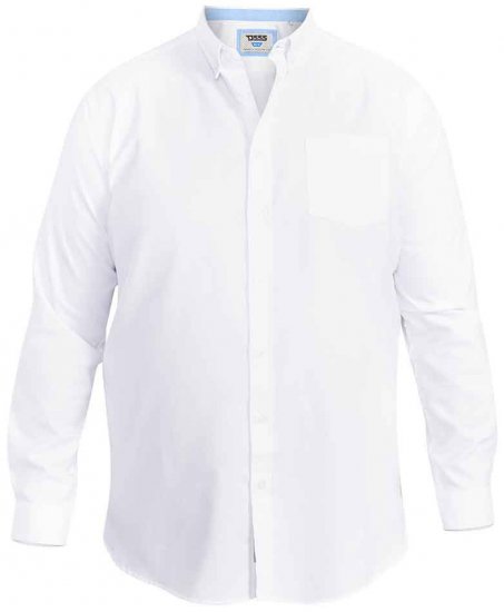 D555 Richard Long Sleeve Oxford Shirt White - Camicie - Camicie Taglie Forti Uomo