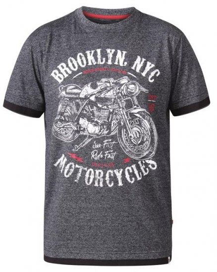 D555 Roman Brooklyn Motorcycles Crew Neck T-Shirt Black Twist - Magliette - Magliette Uomo Taglie Forti