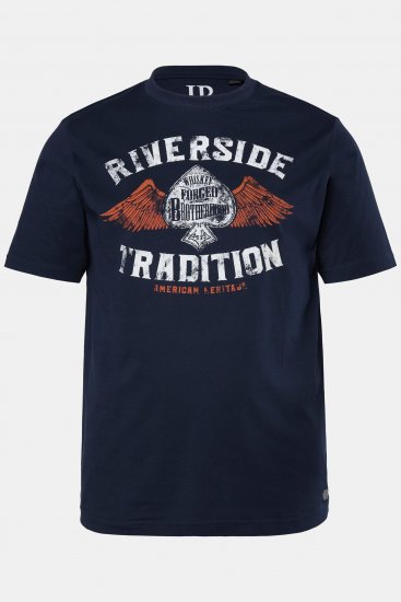 JP1880 T-Shirt Short Sleeve Chest Print Navy - Magliette - Magliette Uomo Taglie Forti