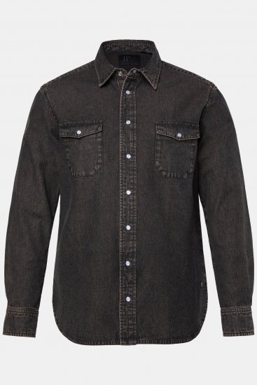 JP1880 Denim Shirt Flexnamic Dark Brown - Camicie - Camicie Taglie Forti Uomo