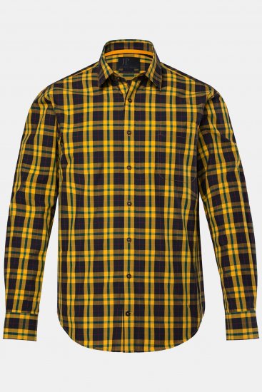 JP1880 Checked Shirt Long Sleeve Kent Collar Curry - Camicie - Camicie Taglie Forti Uomo
