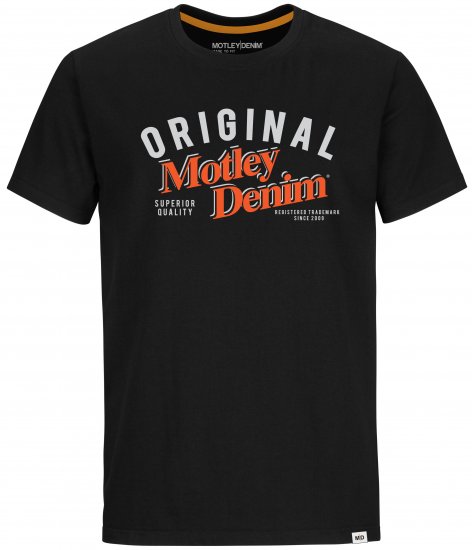 Motley Denim Salford T-shirt Orange on Black - Magliette - Magliette Uomo Taglie Forti