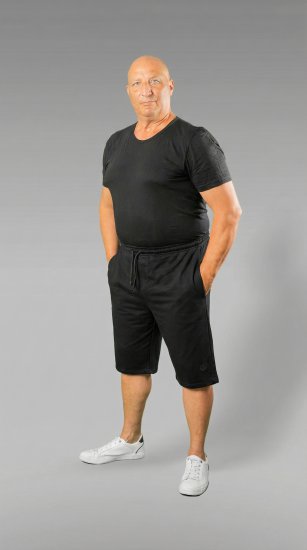 20 Nodi Scirocco Short Leg Sports Pants in Combed Cotton Jersey Black - Pantaloni & pantaloncini tuta - Pantaloni Tuta Uomo Taglie Forti