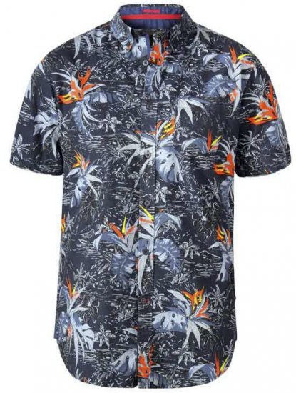 D555 Severn Hawaiian Leaf hort Sleeve Shirt Charcoal - Camicie - Camicie Taglie Forti Uomo