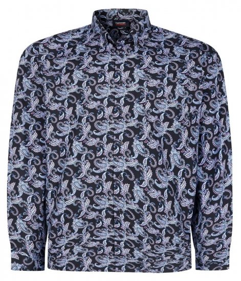 Espionage SH459 Paisley Camicia a maniche lunghe blu navy/print - Camicie - Camicie Taglie Forti Uomo