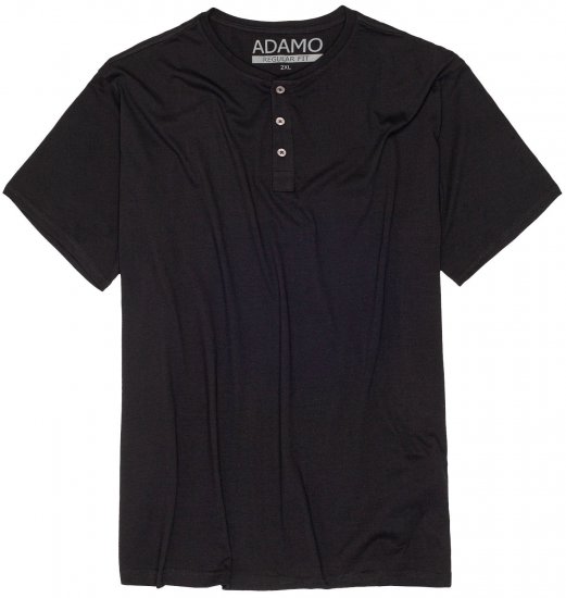 Adamo Silas Regular fit Serafino T-shirt Black - Magliette - Magliette Uomo Taglie Forti