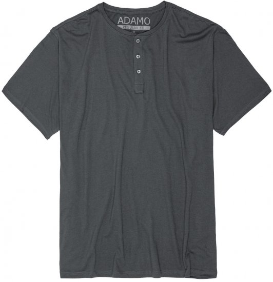 Adamo Silas Regular fit Serafino T-shirt Charcoal - Magliette - Magliette Uomo Taglie Forti