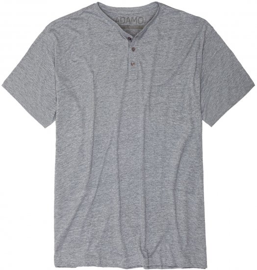 Adamo Silas Regular fit Serafino T-shirt Grey - Magliette - Magliette Uomo Taglie Forti