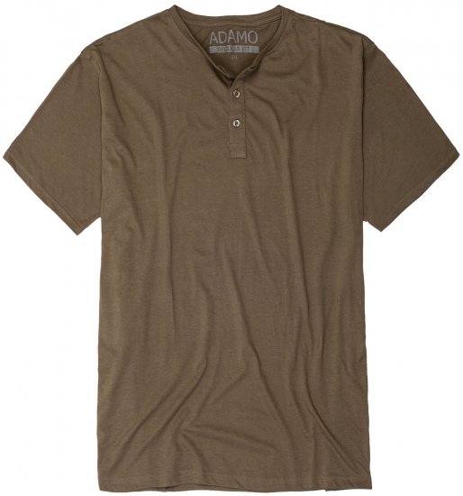 Adamo Silas Regular fit Serafino T-shirt Khaki - Magliette - Magliette Uomo Taglie Forti