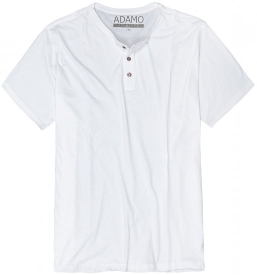Adamo Silas Regular fit Serafino T-shirt White - Magliette - Magliette Uomo Taglie Forti