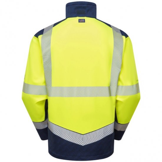 Leo Bowden Ecoviz Softshell Jacket Hi-Vis Yellow/Navy Print - Abbigliamento da lavoro - Abbigliamento da Lavoro Taglie Forti Uomo