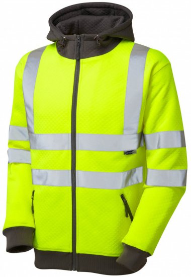 Leo Saunton Hooded Sweatshirt Hi-Vis Yellow - Abbigliamento da lavoro - Abbigliamento da Lavoro Taglie Forti Uomo