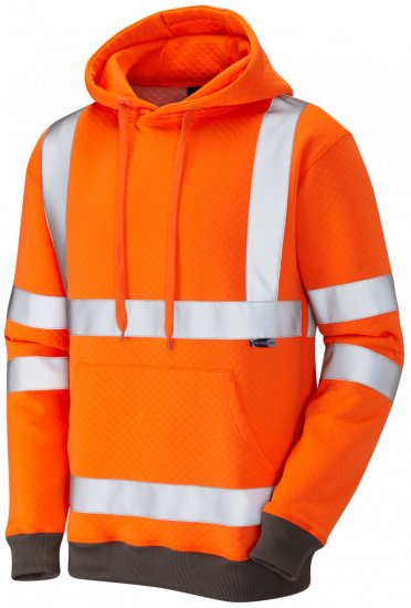 Leo Goodleigh Hooded Sweatshirt Hi-Vis Orange - Abbigliamento da lavoro - Abbigliamento da Lavoro Taglie Forti Uomo