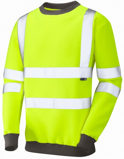 Leo Winkleigh Crew Neck Sweatshirt Hi-Vis Yellow - Abbigliamento da lavoro - Abbigliamento da Lavoro Taglie Forti Uomo