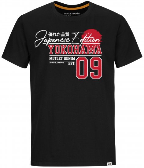 Motley Denim Sterling T-shirt Red on Black - Magliette - Magliette Uomo Taglie Forti