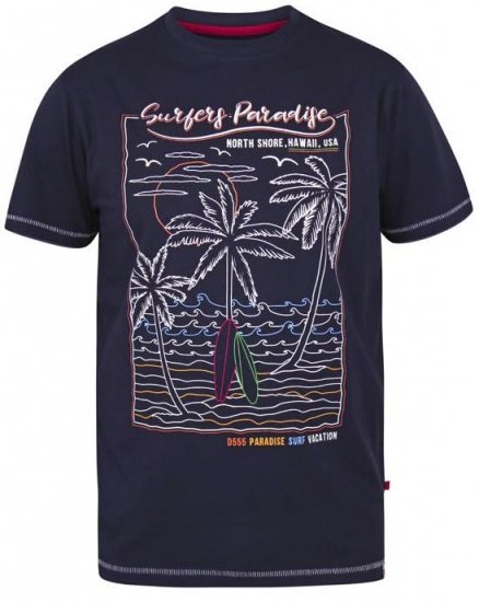 D555 Stewart Surfer'S Paradise Crew Neck T-Shirt Navy - Magliette - Magliette Uomo Taglie Forti