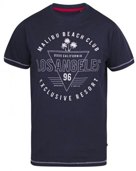 D555 Stoke Los Angeles Beach Printed T-Shirt Navy - Magliette - Magliette Uomo Taglie Forti