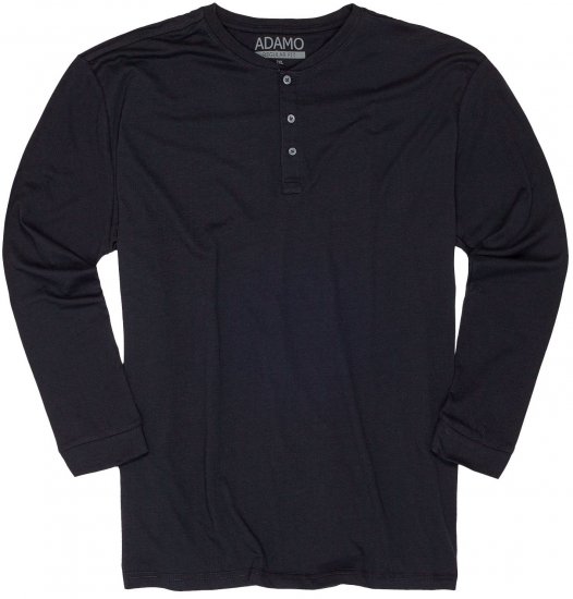 Adamo Sven Regular fit Serafino Long sleeve T-shirt Navy - Magliette - Magliette Uomo Taglie Forti