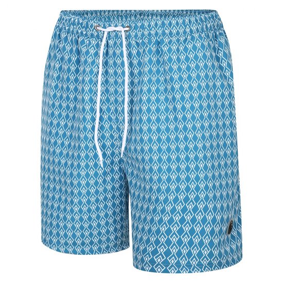 Espionage SW094 Pantaloncini da Bagno con Stampa Geometrica Blu - Abbigliamento da bagno - Costumi da Bagno Uomo Taglie Forti