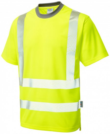Leo Larkstone Coolviz Plus T-shirt Hi-Vis Yellow - Abbigliamento da lavoro - Abbigliamento da Lavoro Taglie Forti Uomo