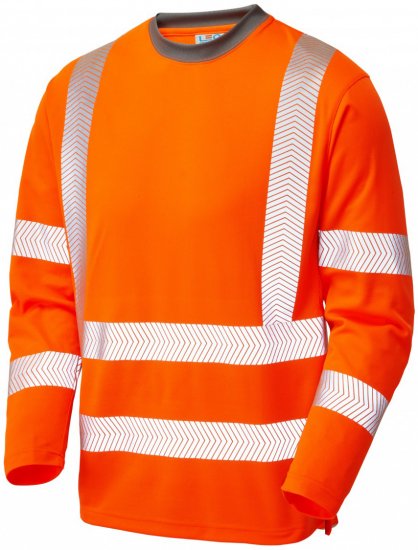 Leo Capstone Coolviz Plus Long Sleeve T-shirt Hi-Vis Orange - Abbigliamento da lavoro - Abbigliamento da Lavoro Taglie Forti Uomo