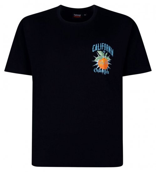 Espionage T449 California Oranges T-shirt stampata blu navy - Magliette - Magliette Uomo Taglie Forti