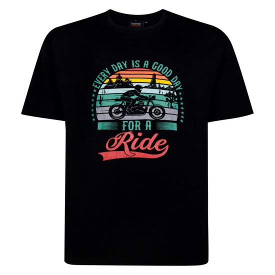 Espionage T451 T-shirt Stampata Good Day For A Ride Nero - Magliette - Magliette Uomo Taglie Forti