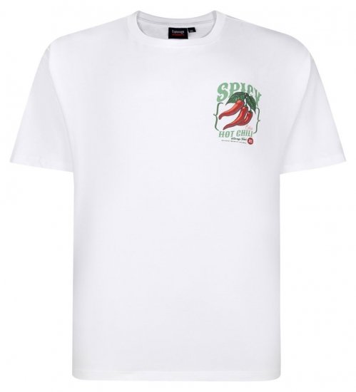 Espionage T457 Spicy Chilli T-shirt stampata bianco - Magliette - Magliette Uomo Taglie Forti