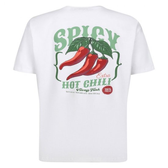 Espionage T457 Spicy Chilli T-shirt stampata bianco - Magliette - Magliette Uomo Taglie Forti
