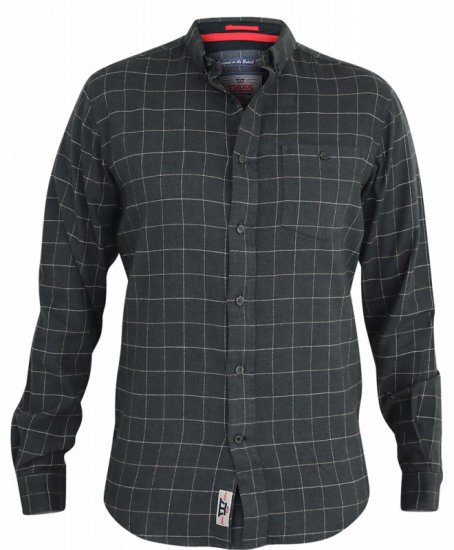 D555 Taylor Long Sleeve Shirt Charcoal - Camicie - Camicie Taglie Forti Uomo