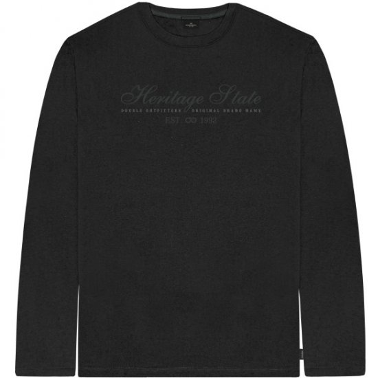 Double Outfitters TS-9171 Long Sleeve T-Shirt Embroidered Black - Magliette - Magliette Uomo Taglie Forti